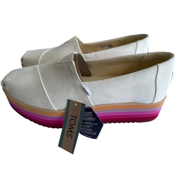 TOMS Alpargata Platform Espadrille Rainbow Canvas Womens Size 12 - Picture 2 of 11